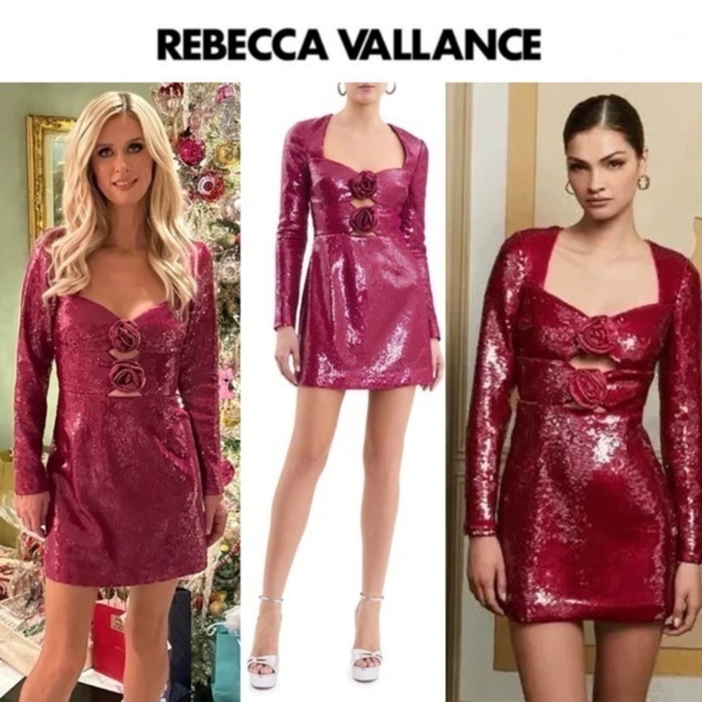 REBECCA VALLANCE Courtney Sequin Long Sleeve Minidress sz 0 720$